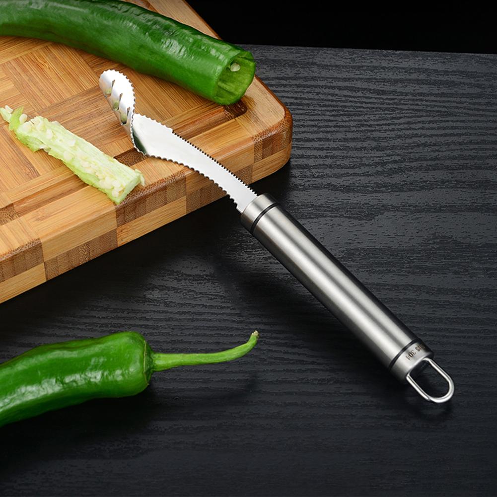 1pcs Stainless Steel Cut Pepper To Core Household Tiger Skin Green Pepper Seeded Vegetable Slicer Tomato Core Remover Deseeder Tool for Restaurants