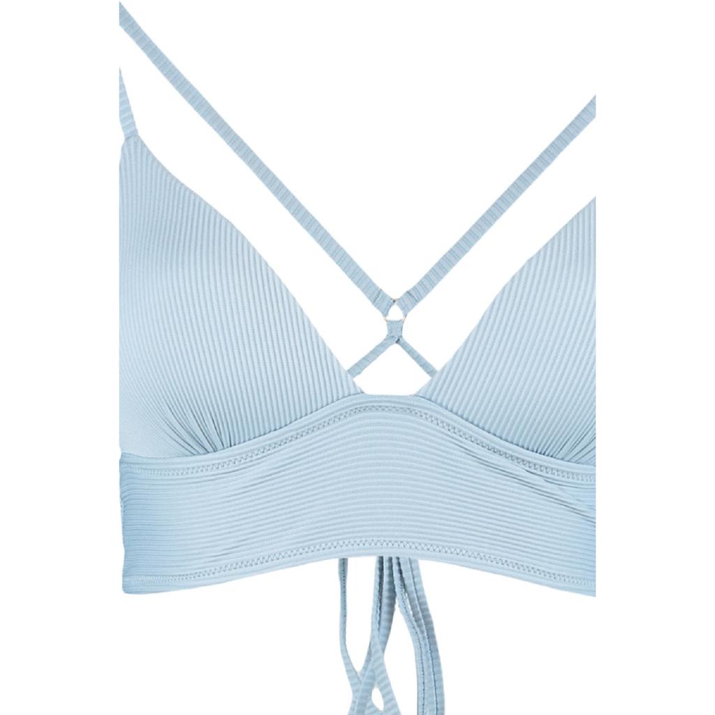 Черный текстурированный топ бикини с треугольными чашечками и пуш-апом Tbess21bu0010