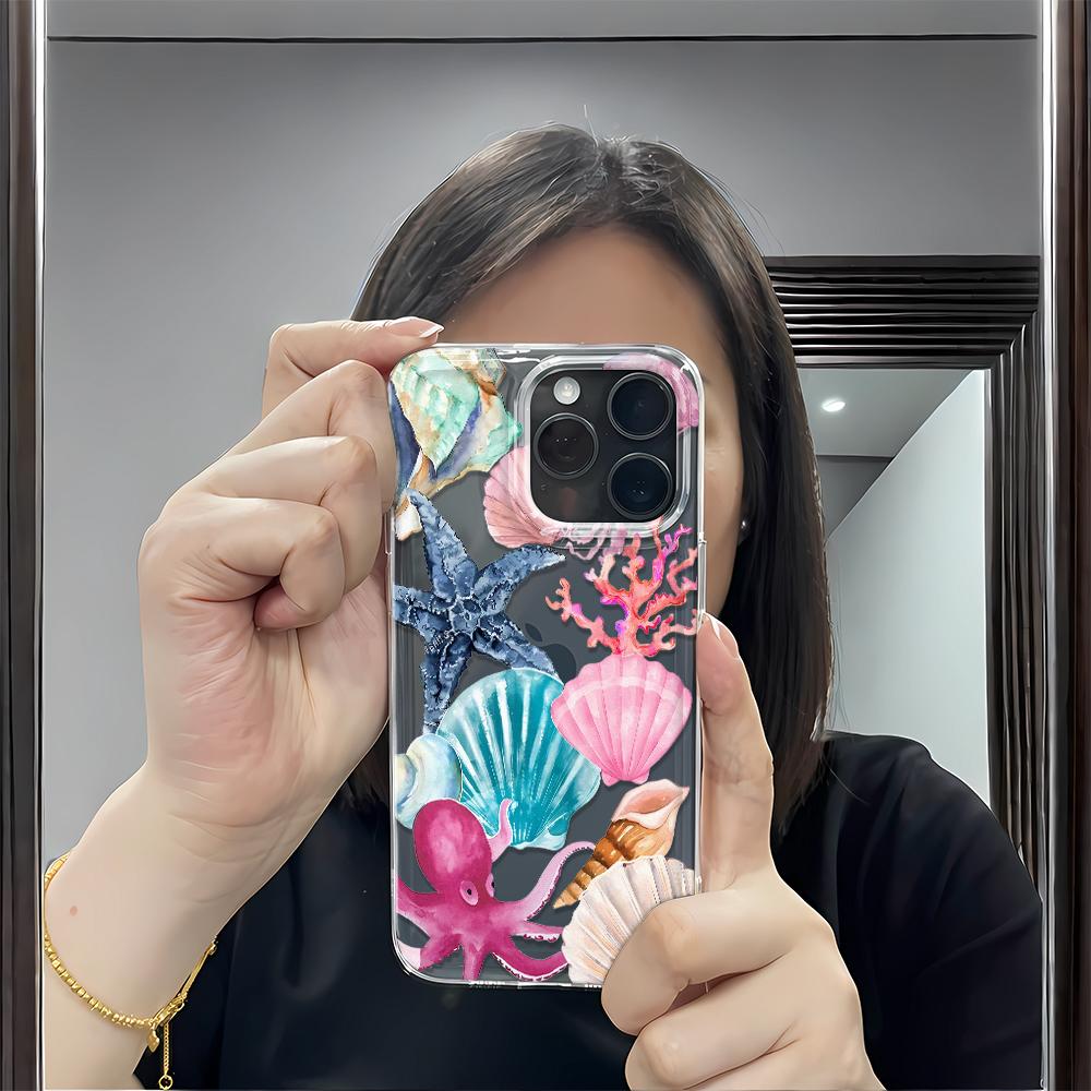 Marine Organism Phone Case For IPhone 16 15 14 Plus 13 12 11 Pro Max XR XS Max 7 8 Plus Cover Case Funda Bumber Coque