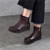 Ботильоны из натуральной кожи на плоской подошве с боковой молнией, в стиле ретро, с круглым носком, плюшевые теплые женские туфли