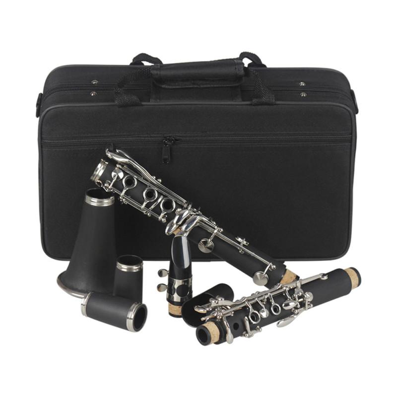 Clarinet ABS 17 Key bB Flat Soprano Binocular Clarinet with Cleaning Cloth Gloves Reeds Screwdriver