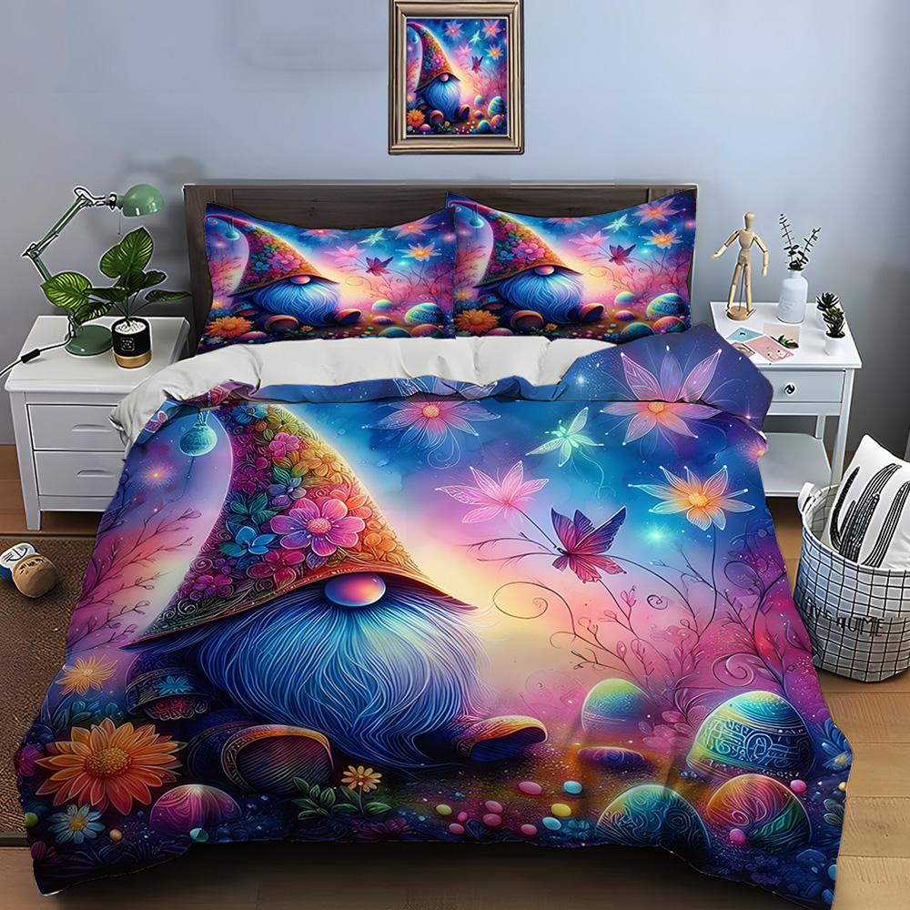 Комплект постельного белья с принтом рождественского гнома, пододеяльник, 1 пододеяльник, 2 наволочки, комплект постельного белья для взрослых и детей, роскошные праздничные подарки