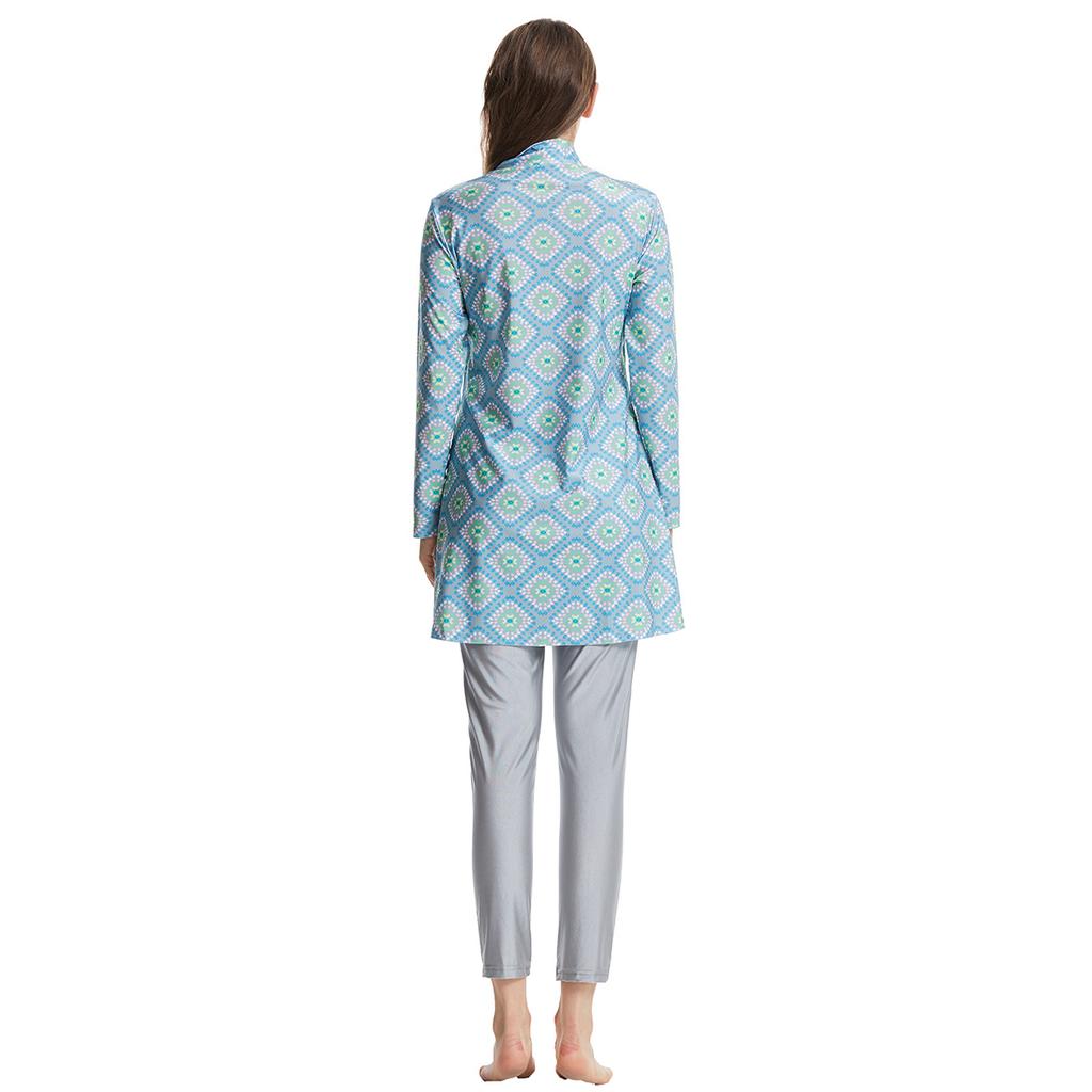 S-3XL женский мусульманский купальник с длинным рукавом, купальный костюм с кепкой и принтом, купальник с полным покрытием, купальный костюм из 3 предметов, защита от солнца