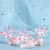 Cartoon Pink Sleeping Deer Figurine Mini Deer Birthday Cake Decor  Christmas