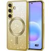 Coque pour Samsung Galaxy A57 5G, Protection Paillette Anti-Rayures avec Cercle Magnétique - Doré