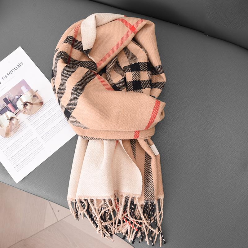 Autumn And Winter Cashmere Long Scarf British Babag Fashion Scarf Neck Protection Warm Soft Waxy Color Matching Shawl