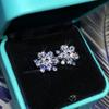 Серьги с микроинкрустацией, милые, с маленькими цветочками, из стерлингового серебра, модные серьги-снежинки с цирконом, для вечеринки, дня рождения