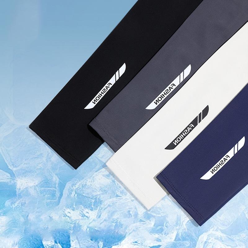 Summer Men's Cycling Arm Sleeves Sunscreen Ice Silk Driving Elastic Cool Arm Cover Fishing Hiking Breathable Sports Sleeves