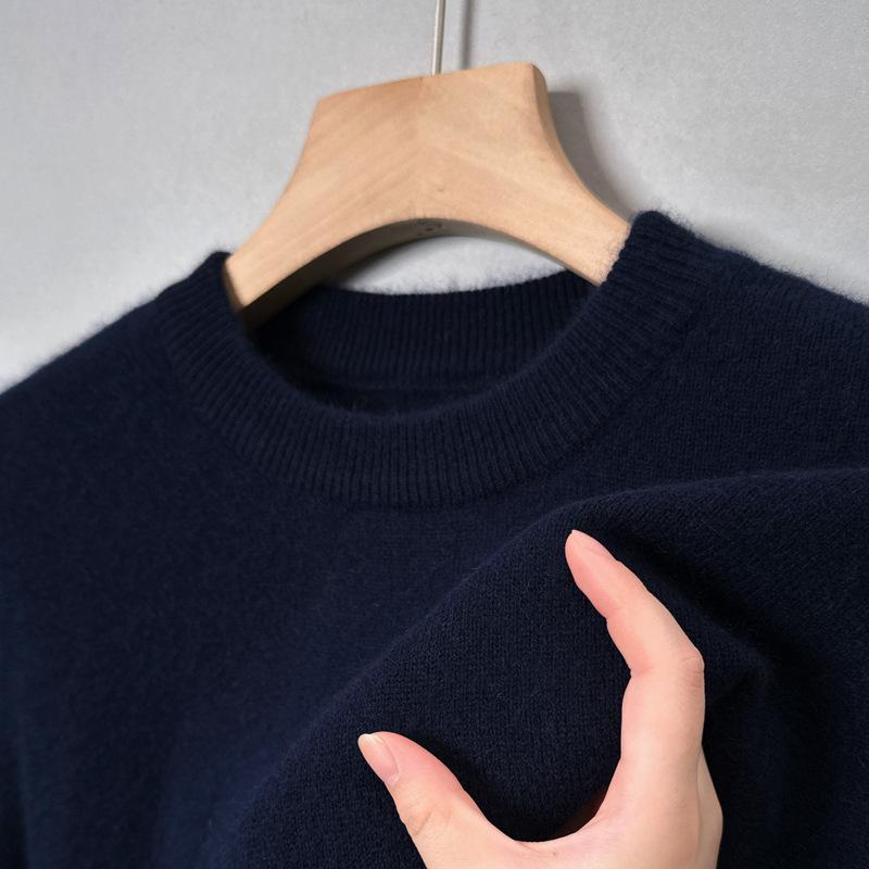 Autumn And Winter New Trendy Round Neck Men's Casual Solid Color Inner Warm Base Sweater Sweater Men's Clothing