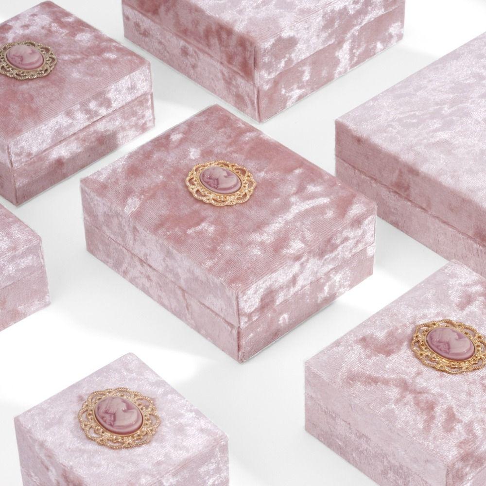 Коробка для колец со стразами, Винтажный держатель для украшений, Модная бархатная шкатулка для драгоценностей, Подарок