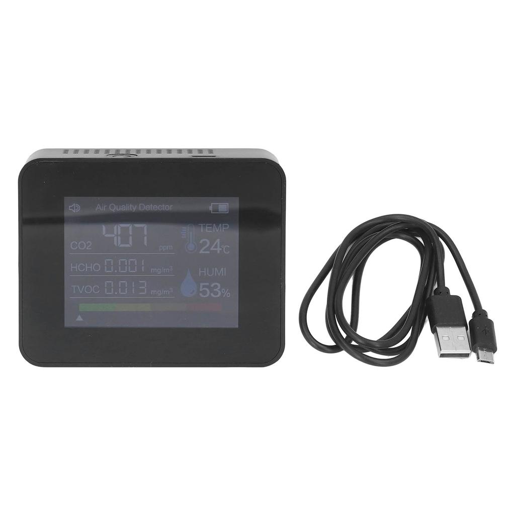 Portable Carbon Dioxide Detector USB Charging Temperature and Humidity Tester with Color Screen