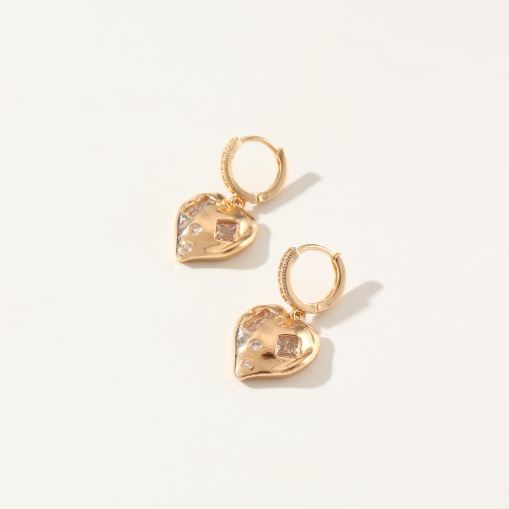 Fashion Heart Shape Dangle Earrings for Women Zirconia Earring Jewelry Party Accessories