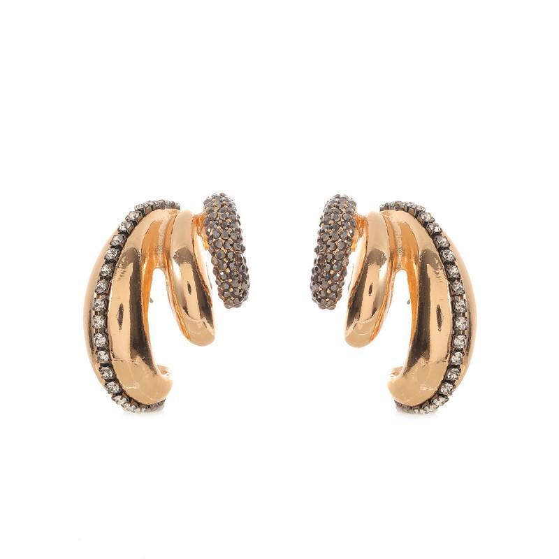 Oversized Geometric C-Shaped Layered Crystal Earrings Women Beach Vacation Fashion Statement Jewelry
