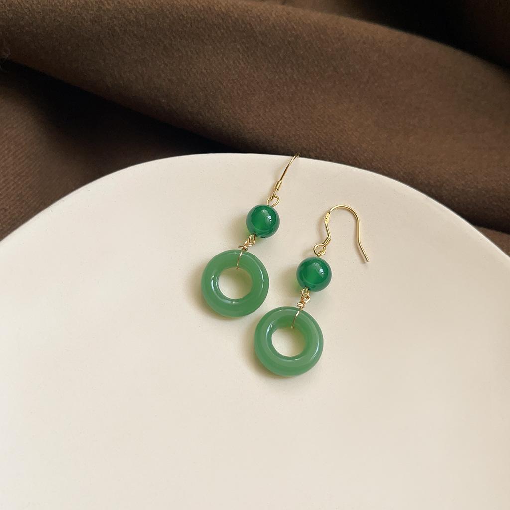 Изумрудные серьги-пусеты в стиле ретро середины века