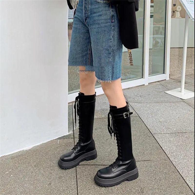 Женские ботинки на платформе, панк-обувь, байкерские ботинки на шнуровке для женщин, западные со шнурками, высокое качество, ПУ в наличии, элегантные, стильные, Y2k
