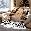 Billie Eilish Pattern Blanket for Home Decoration, Bed, Sofa, Car Travel, Camping, Suitable for All Seasons, Birthday Christmas Gift