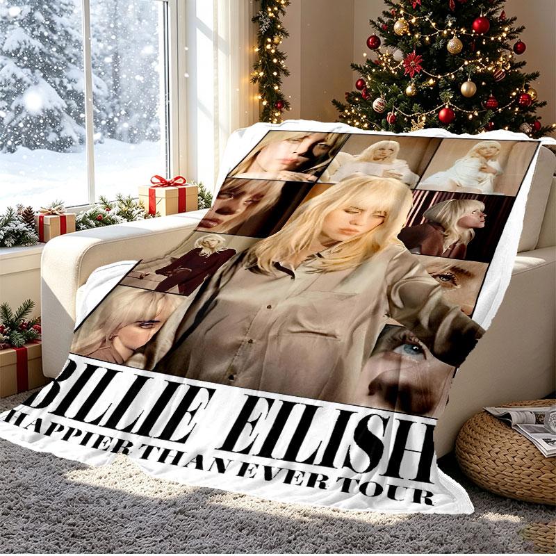 Billie Eilish Pattern Blanket for Home Decoration, Bed, Sofa, Car Travel, Camping, Suitable for All Seasons, Birthday Christmas Gift
