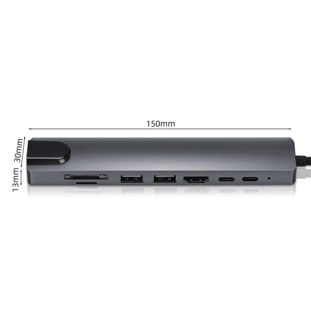 USB-C хаб 8 в 1, совместимый с HDMI, с быстрой зарядкой PD, Type-C на 4K, 100-мегабитный Ethernet-порт для Macbook, ноутбука, компьютера