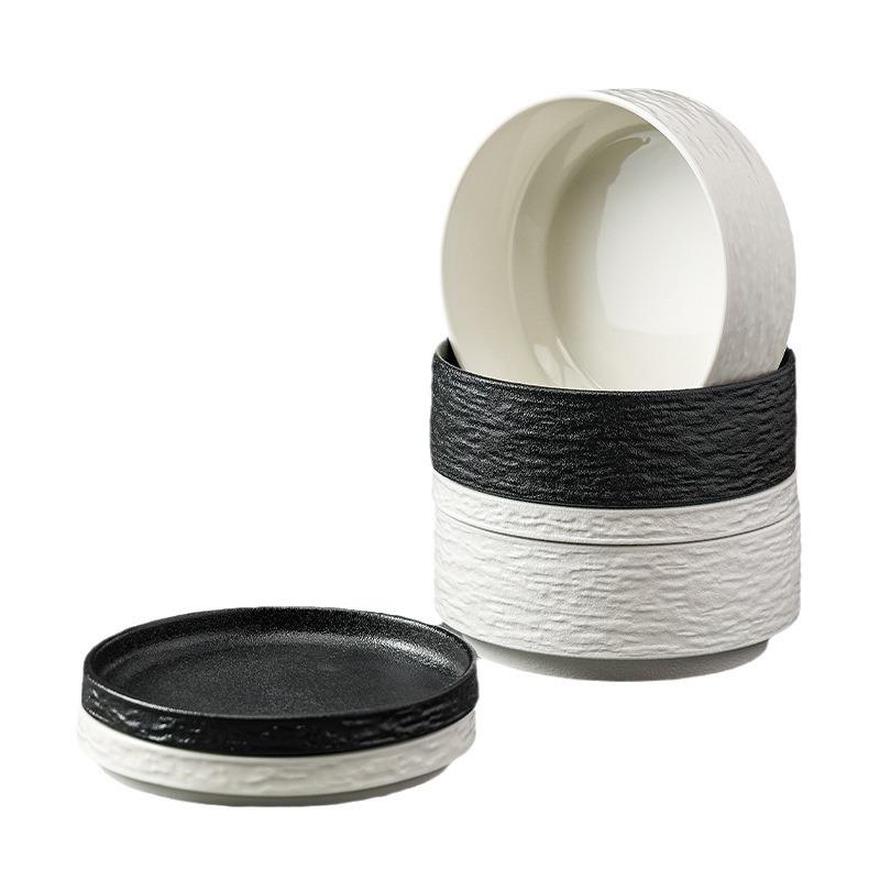 Простая черно-белая миска для лапши быстрого приготовления Домашний ресторан отель керамическая миска