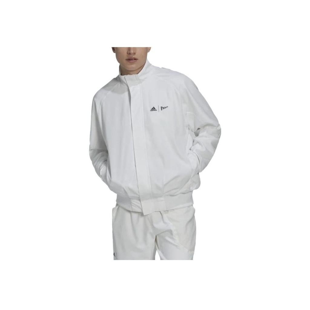 Adidas Letter Logo Print Stand Collar Long Sleeve Jacket Men Jacket White HN7127