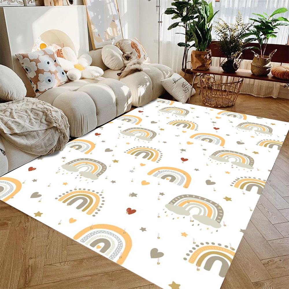 Timeless Cartoon Rainbow Carpet for Living Room Decor Sofa Rug Bedroom Bedside Rug Kitchen Dining Table Mat Nursery Floor Mat