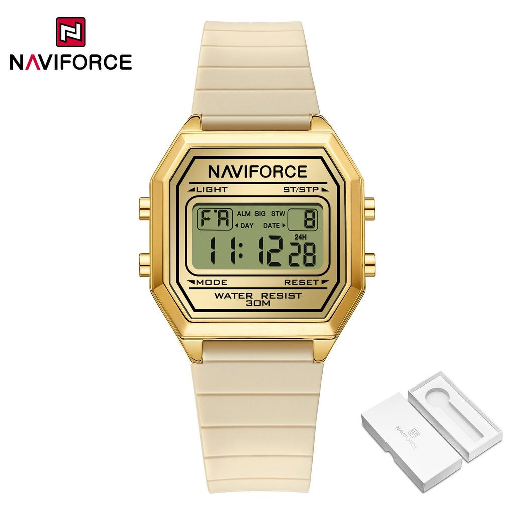 Naviforce Легкие цифровые часы для леди, женские, силиконовый ремешок, ночной узор, будильник, календарь, хронограф, водонепроницаемые, женские повседневные часы NF5063T