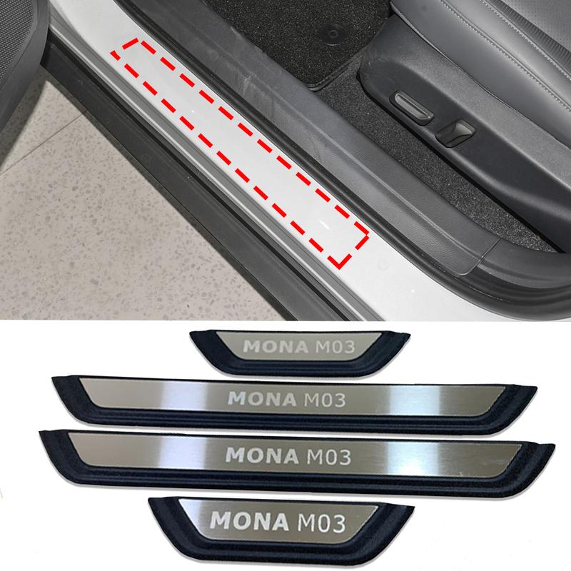 For Xpeng Mona M03 2024 2025 Car Accessories Door Sill Scuff Plate Pedal Trim Stickers Auto Threshold Stlyling Protector