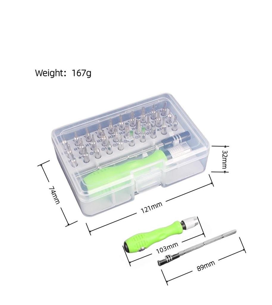 Набор из 32 маленьких прецизионных отверток с битами из хром-ванадиевой стали и кейсом для хранения
