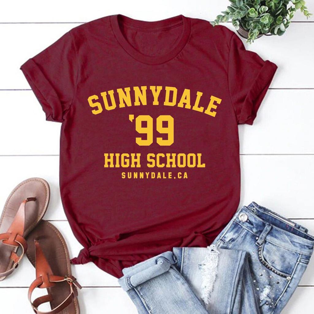 Sunnydale 99 High School Student Women T-shirts Sunnydale Summer Graphic Tee Women Short Sleeve Casual Tops