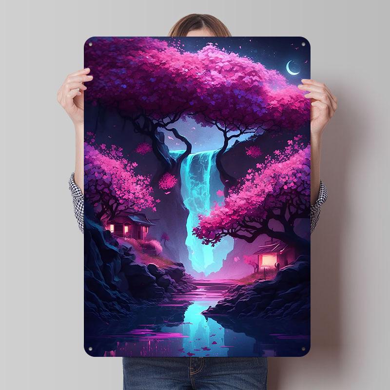 Fantasy Nature Japan 01 Tinplate Posters Customizable Wall Art Retro Vintage Metal Signs for Home Room Decoration Aesthetic Cozy
