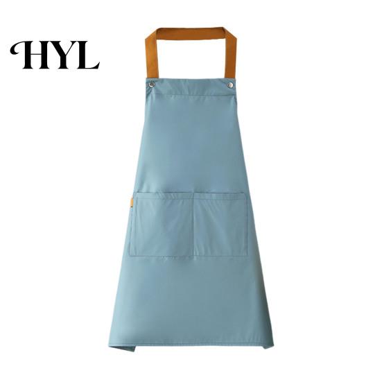 Oil-resistant Cooking Apron Solid Color Kitchen with Dual Pockets Waterproof Oil-proof Adjustable Fabric Breathable Men Women Chef Baking Bib