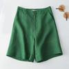 Summer Casual Women Plus Size Wide Leg Shorts Elegant Cotton Linen Shorts Women Solid Color High Waisted Short Pants Five Quarter Short Trousers 1098