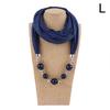 Women's Solid Color Necklace Collar Scarf Beads Pendant Autumn Winter Scarves Warm EMA