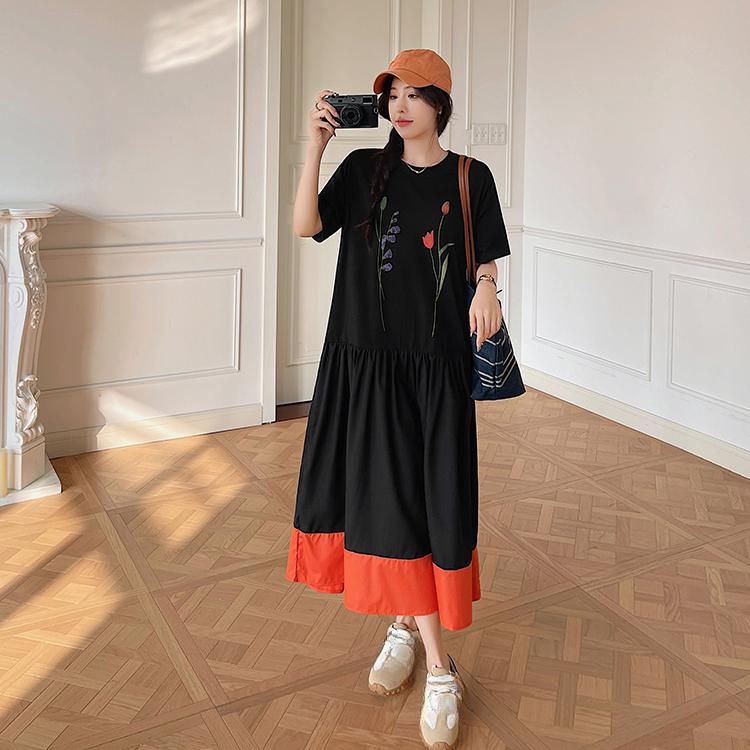 DIMANAF Женское летнее платье-рубашка больших размеров 2025 года с коротким рукавом, свободного покроя, плиссированное, длинное, свободного покроя