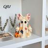 Halloween Decoration Lamp Lighted Patchwork Ghost Figurine, Light-Up Bow with Pumpkin Mantel Ornament Lantern, Ghosts for Holiday Party Glowing