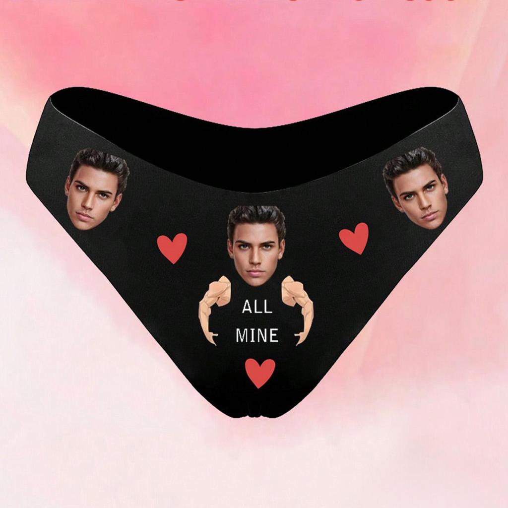 Women's Sexy Thong Panties Customized Portrait Printed Pattern Comfortable Panties Low Waist Thong