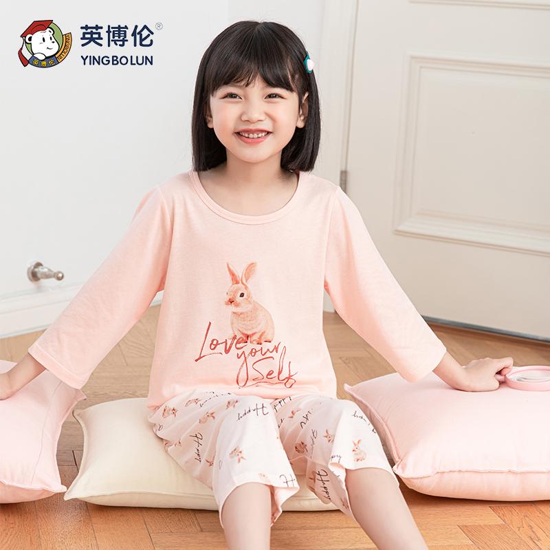 150G Lyocell 50.4% cotton 49.6% Lyocell Imbron girls' seven quarter sleeves