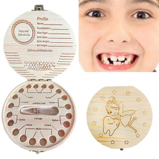 Маленький потерянный ящик для зубов, круглый резной деревянный контейнер для хранения детских молочных зубов на память