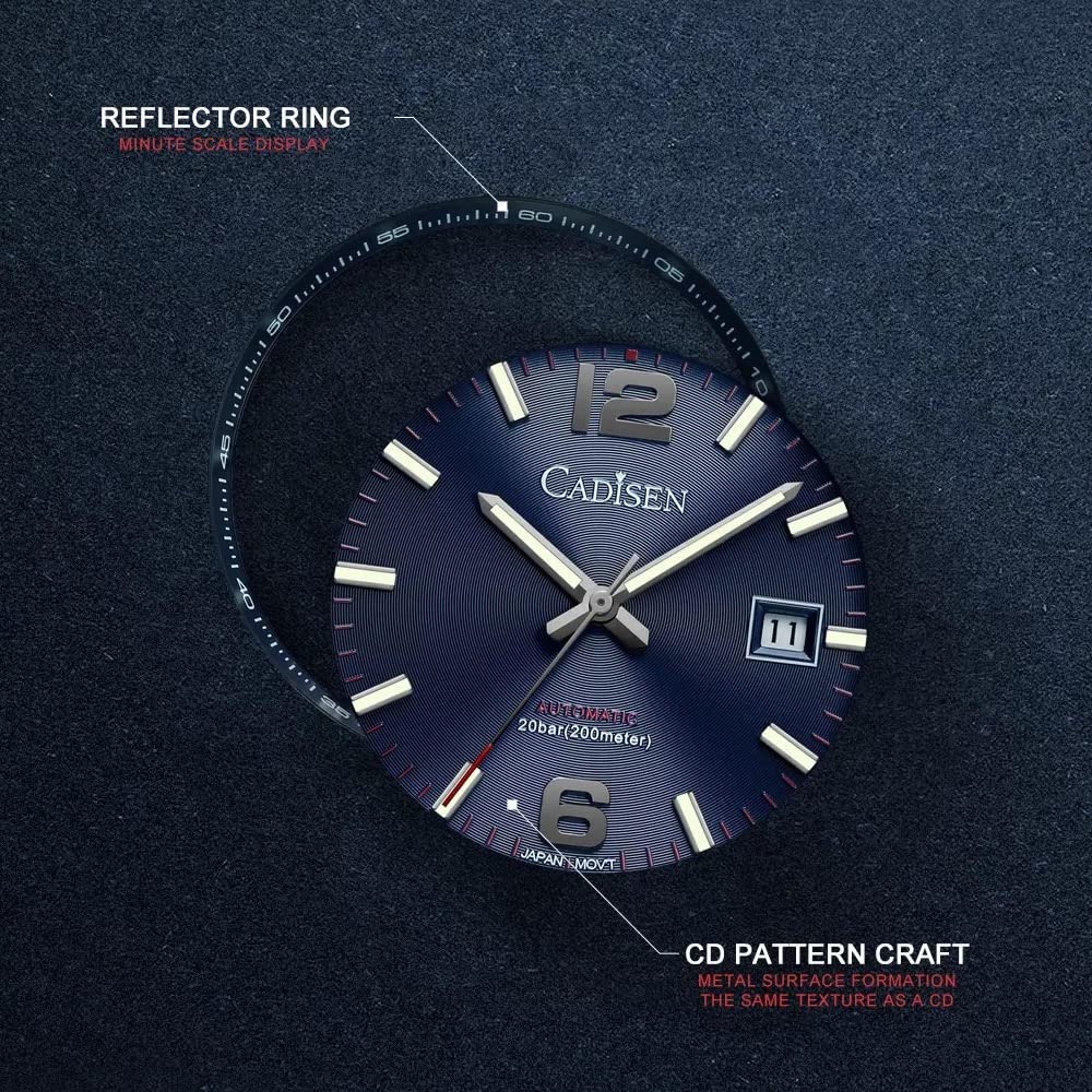 Часы с автоматическим заводом, сделаны в Японии, механизм MIYOTA8215, исследователь, немецкий дизайнер, ретро-стиль, водонепроницаемость 20 АТМ, механический корпус в комплекте