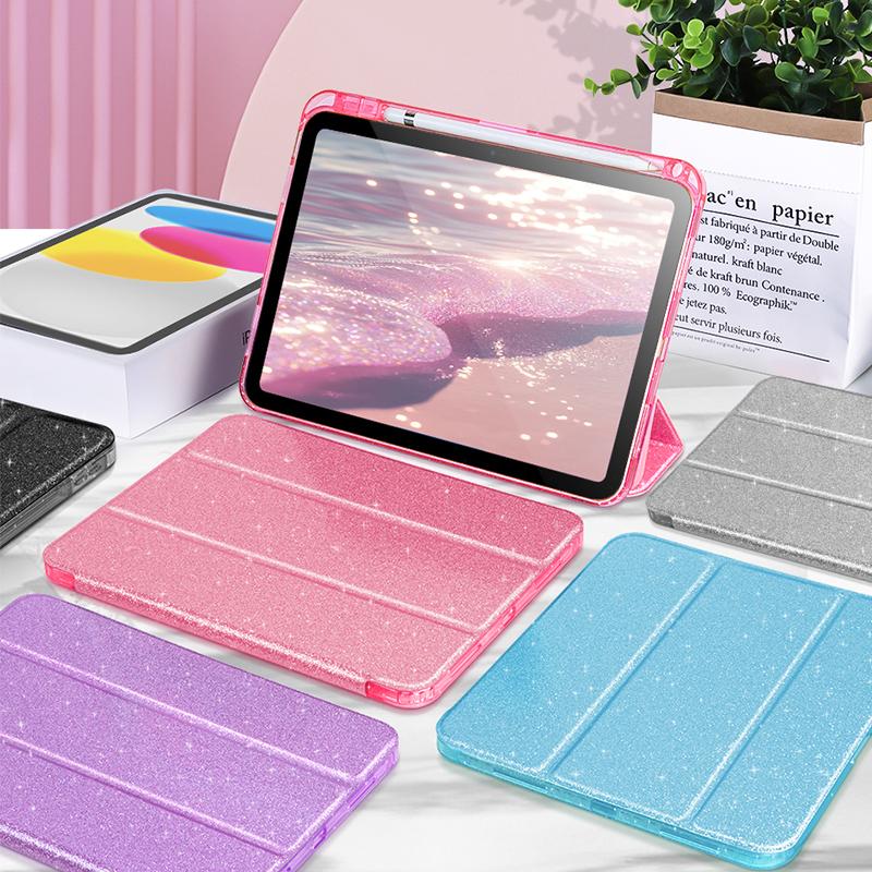 Чехол для iPad A16 2025 с держателем для карандаша Funda для iPad 11 10-го поколения Smart Cover для iPad Air 11 M3 M2 Сверкающий чехол
