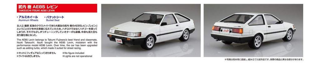 Aoshima Bunka Kyozaisha Initial D Itsuki Takeuchi AE85 Пластиковая модель №10 в масштабе Левина №10 1/24