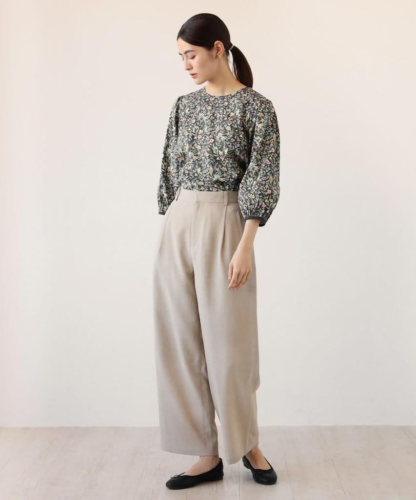 Afternoon Tea Living JA51 Linen-Style Wide Slacks, Size M, Light Beige