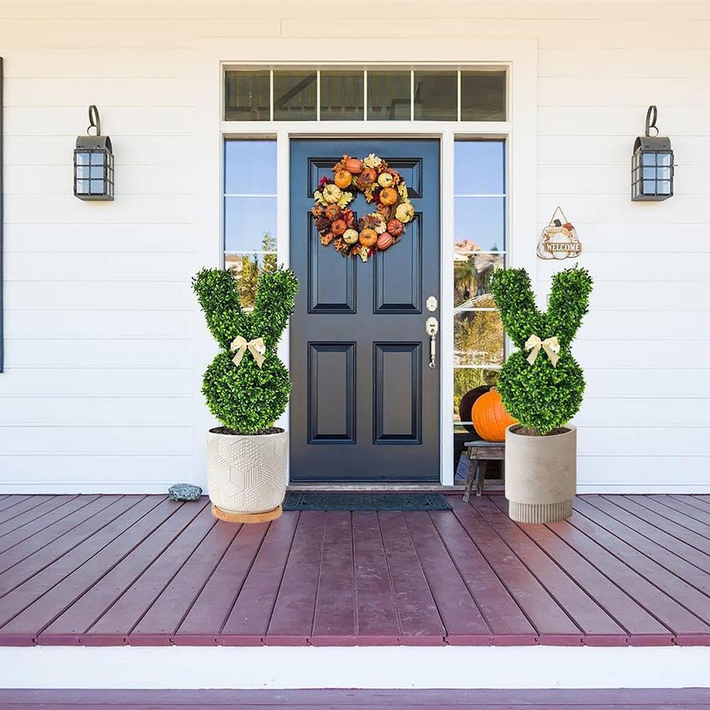 - Формовые растения, Искусственные зеленые растения, Подходят для пасхального украшения крыльца на открытом воздухе в помещении