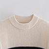 Womens White Striped Knit Sweater Loose Fit Round Neck Casual Streetwear Cardigan Top