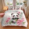 3pcs Flowers & Panda Art Pattern Bedding Three-Piece Set (No Fillings), Soft and Comfortable M055