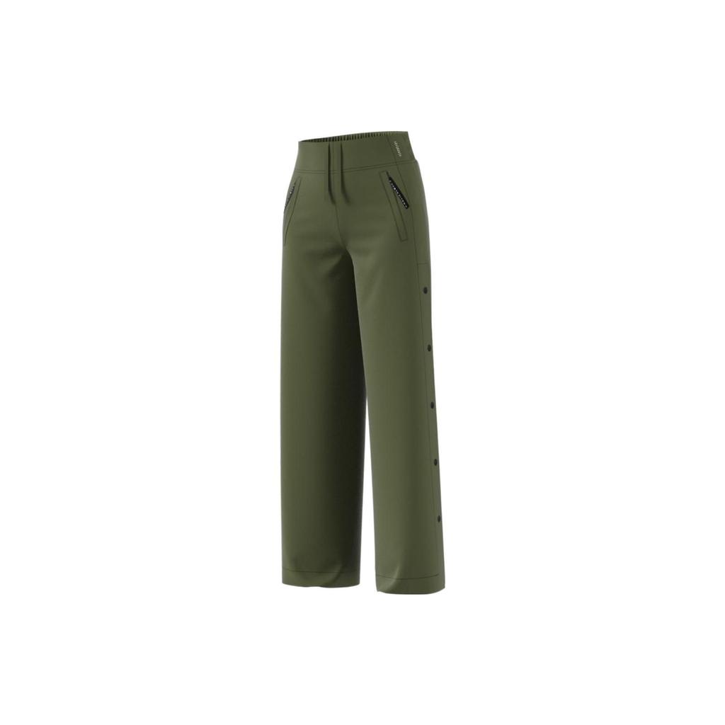 Adidas X Karlie Kloss Collaboration Solid Color Side Button Flared Sports Pants Women Pants Green GV3533