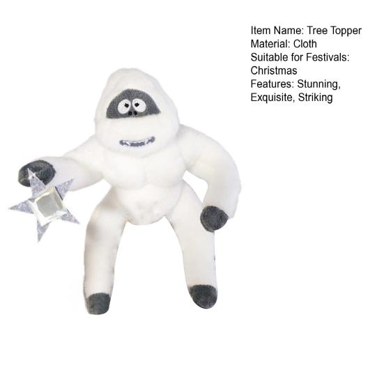 Abominable Snowman Christmas Tree Topper Plush Stuffed Snow Elf Christmas Tree Hugger with Star for Xmas Treetop Decoration