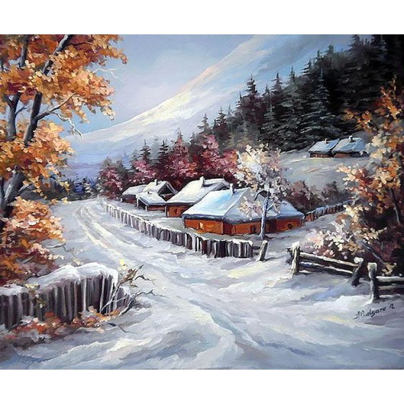 DIY Landscape 5D Diamond Painting Full Round Drill Snow Scenic Diamond Embroidery Cross Stitch Mosaic Kits Wall Art Home Decor