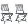 Day and Night - Day and Night Folding Garden Chairs 2 Pcs Cushions Solid Acacia Wood