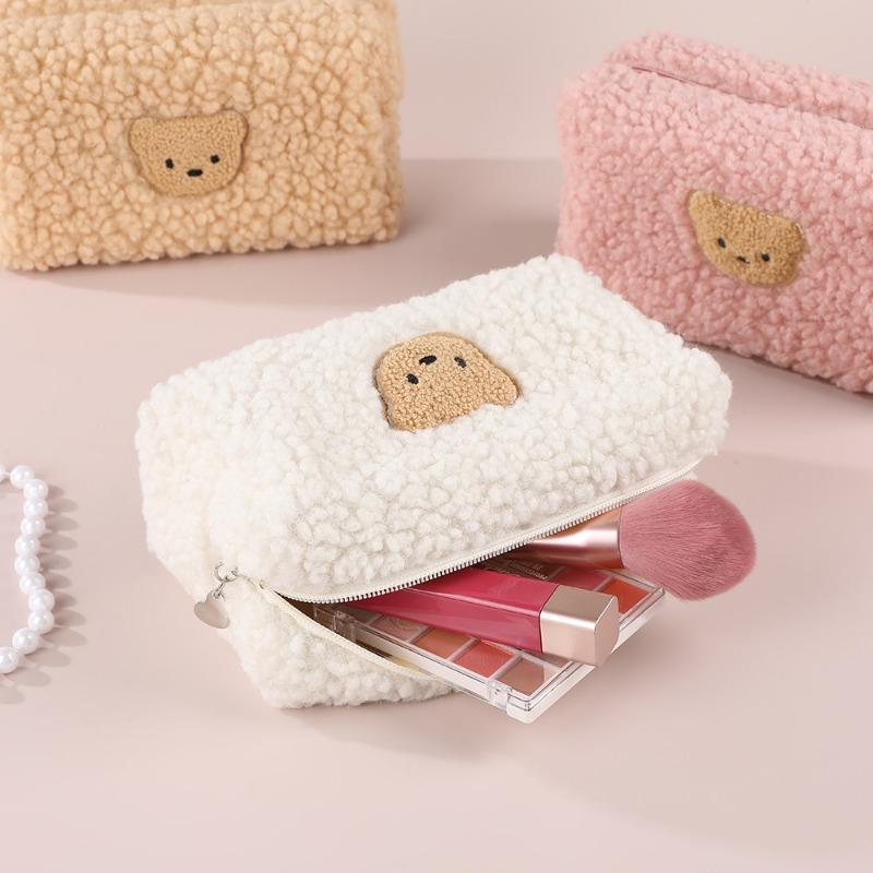 Корейская мультяшная симпатичная косметичка, переносная сумка для хранения туалетных принадлежностей с рисунком из мультфильма, новая мягкая косметичка с принтом медведя